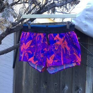 Janji Running Shorts Womens Small Purple Orange Tropical Print Athletic Shorts